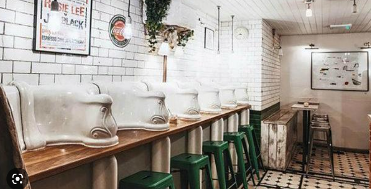 Drink coffee in a Victorian toilet at the Attendant