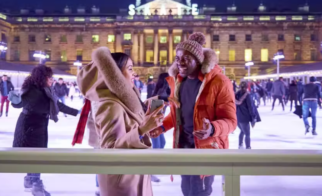 Glide around an atmospheric ice rink